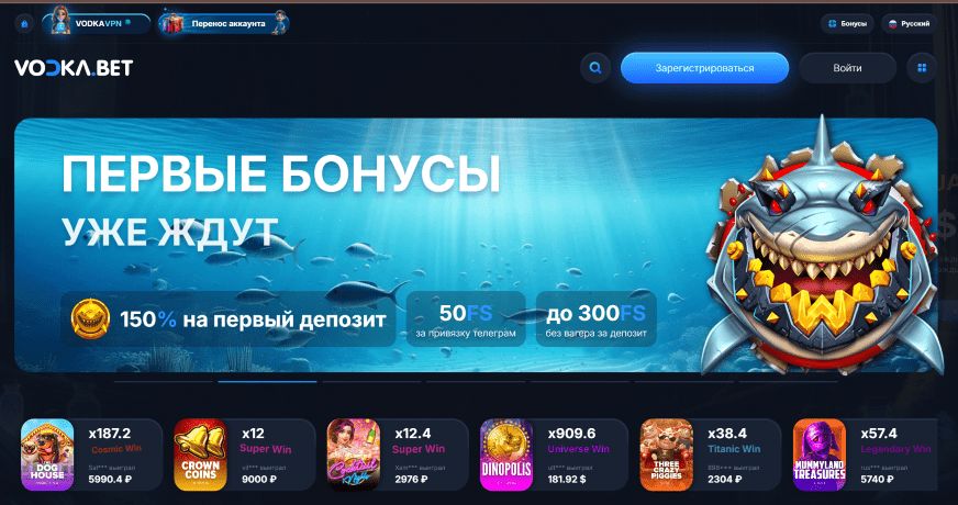 Первые бонусы от Vdka Bet Casino